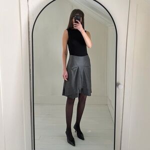 Brunello Cucinelli Vintage 90s Wool Silk Pleated Mini Pencil Skirt